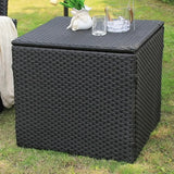 elvesmall 67 Gallon Outdoor Storage Box, Waterproof Wicker Deck Box with Waterproof Liner, Patio Storage Bin Container