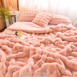 elvesmall Winter Thickened Double-sided Plush Blanket, Bedroom Cover Blanket, Premium Rabbit Plush Bedding, Nap Blanket