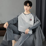 elvesmall  Men Casual Pajamas Suit Autumn Winter Comfortable Pure Cotton Loose Sleepwear Male Large Size Long Sleeves Long Pants Homecloth
