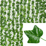 elvesmall  Artificial Green Ivy Leaf Rattan Creeper Leaves Vine Hanging Garland DIY Fake Flowers Plants for Garden Wedding Party Home Decor
