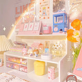 elvesmall Desktop Storage Rack Ins Student Dormitory Cosmetic Elevated Stationery Box Office Organizer File Tray Desk Accessories