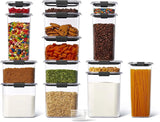 elvesmall  Rubbermaid Brilliance BPAFree Food Storage Containers with Lids Airtight for Kitchen and Pantry Organization Set of 14 W/ Scoops