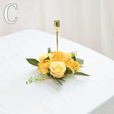 elvesmall 20CM Candlestick Garland Wreath Artificial Rose Candle Holder Flower Ring Home Party Wedding Table Decoration