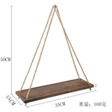 elvesmall Wooden Rope Swing Wall Hanging Plant Flower Pot Tray Mounted Floating Wall Shelves Nordic Home Decoration Moredn Simple Design