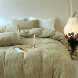 elvesmall Luxury Winter Thicken Warm Velvet Bedding Set Nordic Double Duvet Cover Set 4pcs Plush Queen Quilt Cover Bed Sheet Pillowcase