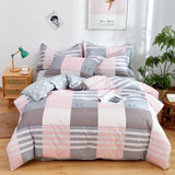 elvesmall Abstract Geometric Bedding Set Queen Size Geometry Rectangle Square Cotton Duvet Cover Pink Purple Comforter Cover for Boys Girl