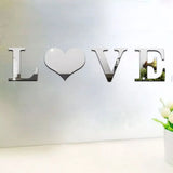 elvesmall 4pcs Letter Wall Stickers Letters Love Mirror Tiles Wall Sticker Self-Adhesive Wall Decal Art Wallpapers Wall Home Room Decor