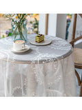 elvesmall Lace Table Cloth Retro Mesh Tablecloth White Rectangle Table Cover Wedding Party Decor Picnic Cloth Background Cloth