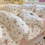 elvesmall Ins Bedding Set Refreshing New Blue Wind CHIME  Four PIECE Set On Bed Washing Cotton Bed Sheet Bed Sheet Dormitory 3pcs