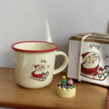elvesmall  -  Kawaii Dog Christmas Mug Gift Coffee Water Cup Cute Ceramic Handmad Milk Tea Water Juice Mocha Lovers Breakfast Cup Gift 300ml