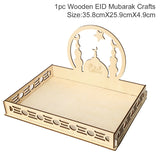 elvesmall Mubarak Decor Wooden Tray Ramadan Decoration for Home Islamic Muslim Party Decor Mubarak Ramadan Kareem Gift Eid Al Adha