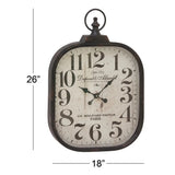 elvesmall 18" X 26" Black Metal Distressed Pocket Watch Style Wall Clock With Ring Finial Decoration for Bedroom Decor Home Clocks Garden