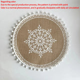 elvesmall 4pcs Bohemian Diameter38cm/15inch Round Insulated Anti-scald Placemat Cup Coaster Mats Non-Slip Kitchen Accessories with Tassels