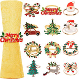 elvesmall  Christmas Napkin Rings Gold Zinc Alloy Bling Napkin Buckle for Christmas Wedding Table Party Decoration New Year Napkin Holder