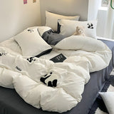 elvesmall Super Soft Towel Embroidery Bedding Set Duvet Cover Queen Full Twin Size Bed Flat Sheet Kids Girls Quilt Cover Pillowcase Kawaii