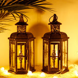 elvesmall Vintage Nordic Candle Holder Lanterns Candles Aesthetic Hanging Lantern Iron Lantern Black Home Decor Wedding Room Decoration