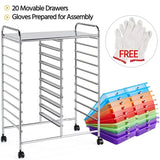 elvesmall  SmileMart 20-Drawer Metal Frame Storage Cart Rolling Bin with Lockable Wheels, Multicolor
