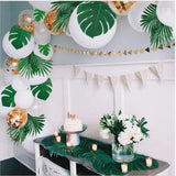 elvesmall 12pcs Artificial Tropical Palm Leaves Hawaiian Luau Safari Jungle Party Summer Wedding Birthday Home Table Decor Fake Plant