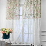 elvesmall Stitching Floral Sheer Curtain for Living Room Rustic Voile Drape Small Window Door Kitchen Grommet Ring #E