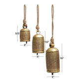 elvesmall Wall Hanging Decor With Solid Pattern and Metal Clapper Wind Chimes Metal Tibetan Decorative Wall Clock 3-Piece Set Round Crafts