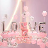 elvesmall 1Set Transparent Letter Balloon Box Letter Love Red Foil Balloons Happy Valentine’s Day Wedding Room Party Decorations