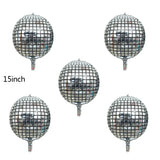 elvesmall 5pcs 4D Disco Balloons Laser for Wedding Happy Birthday Popular Party Decorations Rock and Roll Looks Round Cube Shaped Globos