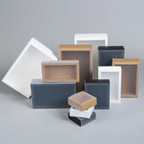 elvesmall  10pcs Kraft Paper Gift Package Wedding Party Cookies Candy Cake Box With Clear PVC Window Exquisite Drawer Box Display