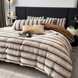 elvesmall Faux fur Bed linen warm winter bed cover full set Microfiber Duvet cover bed sheets set double bed Bedding set Quilt cover set