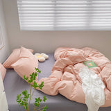 elvesmall Soft Pink Bedding Sets Duvet Cover Set Bedclothes Bedspread Pillowcases Single Double Queen Size Bed Sheet Sets For Girls