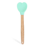 elvesmall Pink Love Silicone Spatula Heart-Shaped Spatulas with Wooden Handle Baking Spatula Kitchen Utensils Egg Making Cake Baking Tool