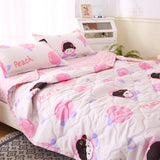 elvesmall New Skin Friendly Quilted Summer Quilt and Pillowcase or Single Quilts Soft Breathable Washable Thin Comforter Double Blanket