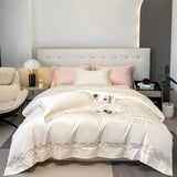 elvesmall   Egyptian Cotton Bedding Set Embroidery Duvet Cover Bed Sheet and Pillowcase Bed Comforter Set Queen King Size Bedding Set