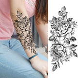 elvesmall Women's Fashion Flower Temporary Tattoos Sticker Fake Rose Feather TatooS Decal Waterproof Body Art Legs Arm Tatoos For Women