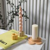 elvesmall Ceramic Candle Holder Pillar Candlesticks Holder for Centerpieces Wedding Decorations Flower Shape Minimal Candle Stick Holder