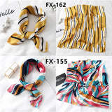 elvesmall Women Small Satin Silk Scarf Square Print Wrap Foulard Femme Handkerchief Bandana Neck Hair Skinny Tie Scarves Shawls