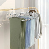 elvesmall  Folding Trouser Rack Multifunctional Hanger Clothes Organizer Storage Wardrobe Space Saving Closet Adjustable Pants Hanger