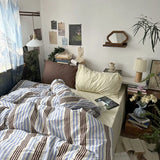 elvesmall Bed Linen Duvet Cover Stripe Boys Girls Twin Queen Size Duvet Cover Pillowcase Bedding Adult INS Style Home Textile Nordic Sling