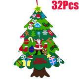 elvesmall  Felt DIY Xmas Tree Christmas Tree Gift with Fairy String Lights Detachable Ornaments Wall Hanging Xmas Decorations Accessories