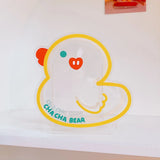 elvesmall Kawaii Transparent Acrylic Pen Holder Desktop Organizer INS New Fashion Cute Bear Bunny Office Stationery Cosmetics Storage Box
