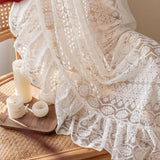 elvesmall 1PC White Lace FLoral Geometric Sheer Curtain for Living Room Window Drape Princess Bedroom Wedding Study#E