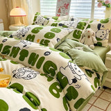elvesmall Rural Style Bedding Set Fresh Floral Four Piece Set  Girl Heart  Double-layer Gauze   New Meeting Duvet Cover