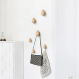 elvesmall Wall Mounted Coat Hook Natural Wood Clothes Hanger Decorative Key Holder Hat Scarf Handbag Storage Hanger Bathroom Rack