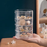 elvesmall Transparent Rotating Dustproof Jewelry Box Multilayer Bracelet Earring Hairpin Jewelry Display Rack Storage Box Organizer Case