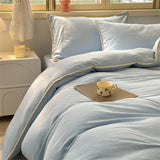elvesmall Ins Nordic Stripe Duvet Cover Set Minimalist Quilt Cover and Sheet Pillowcase Washed Cotton Home Bedding Boys Adults Bedclothes