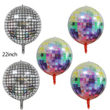 elvesmall 5pcs 4D Disco Balloons Laser for Wedding Happy Birthday Popular Party Decorations Rock and Roll Looks Round Cube Shaped Globos