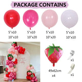 elvesmall 106Pcs Strawberry Balloon Garland Arch Set Red Pink White Latex Strawberry Foil Balloon Wedding Kid Girls Birthday Party Decor