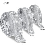 elvesmall Self-adhesive Rhinestone Strip Decorative Tape Diamond Ribbon DIY Sticker Crystal Arts Crafts Rubber Backed Drill Wall Plaster