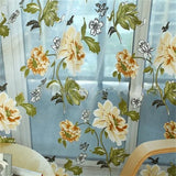 elvesmall 1pc Peony Tulle Curtains For Kitchen Door Window Living Room Bedroom Jacquard Sheer Voile Yarn Curtains