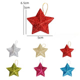 elvesmall Gold Glitter Star Ornaments Christmas Tree Hanging Pendant 2024 Christmas Decorations for Home Navidad New Year Party DIY Gift