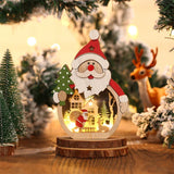 elvesmall  LED Luminous Santa Claus Snowman Wooden Ornament Christmas Decorations Xmas Desktop Glowing Gift Home Decoration Party Supplies